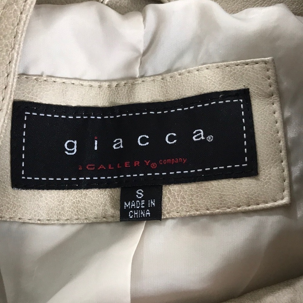 GIACCCA Tan Faux Leather Distressed Jacket Size S - Picture 7 of 9